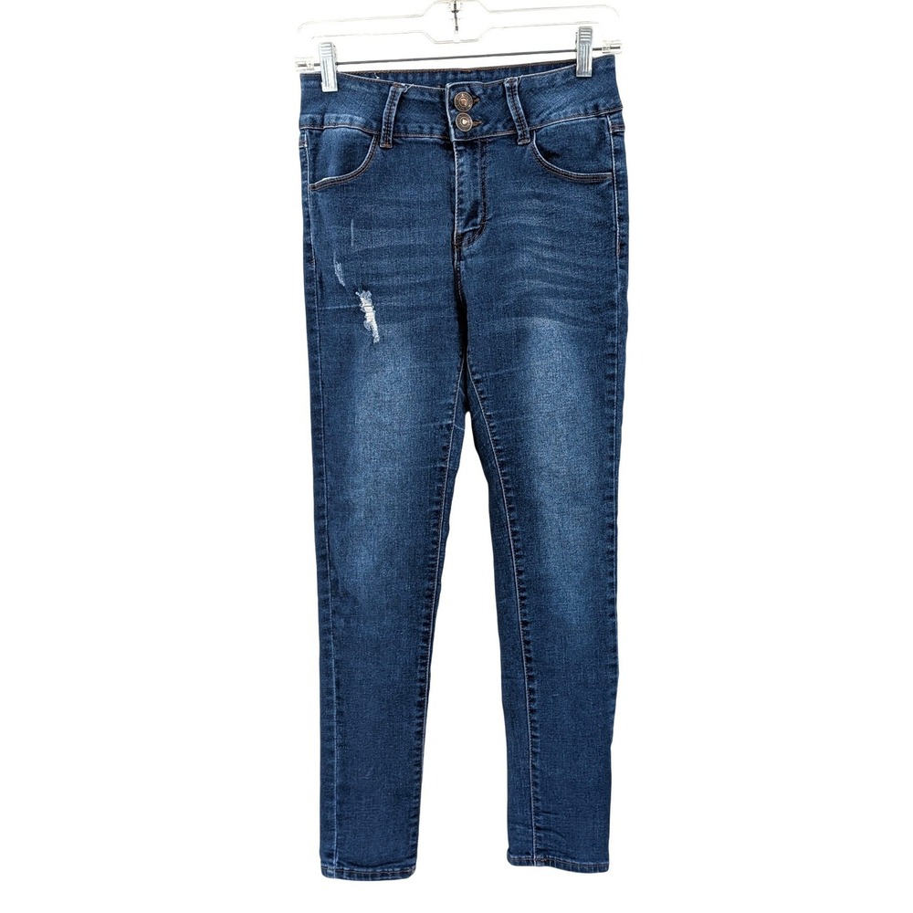 Y2K Skinny Jeans Dark Wash Low Rise Stretch Fitted Denim 26 Waist